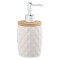 Dozator Lichid Ceramic, Model Diamond, Capac Bambus, Culoare Alb, Capacitate 340 ml