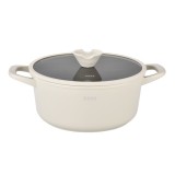 Oala din aluminiu turnat sub presiune, acoperire ceramica, capac sticla, 28 cm, ZG-ACS15 Crem - NOU