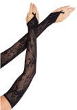 Manusi Floral Net Extra Long Gauntlet Arm Warmers, Leg Avenue - Negru