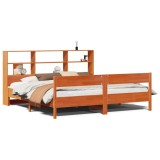 Cumpara ieftin Pat cu biblioteca fara saltea maro 180x200 cm lemn masiv de pin