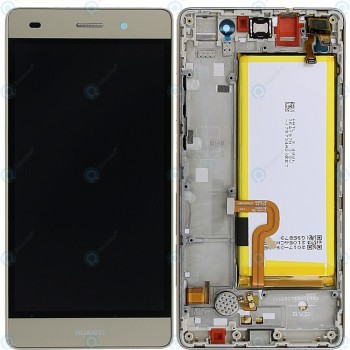 Huawei P8 Lite (ALE-L21) Capac frontal al modulului de afișare + LCD + digitizer + baterie aurie 02350KGP foto