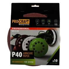 Disc abraziv pentru slefuitor cu excentric KD225.40 PROCRAFT (Set 10 buc)Diametru: 225 mm , Granulatie: P40 Innovative ReliableTools foto