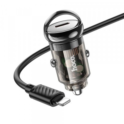 Incarcator Auto Cu Cablu Lightning HOCO Z53, 30W, 3A, 1 x USB-C, Negru foto