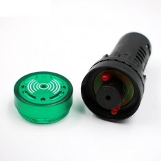 Semnalizator acustic, led verde, AD16-22SM, 24V, 22mm
