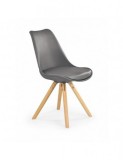 Scaun de bucatarie si living din polipropilena, HM K201, ergonomic, baza lemn masiv, tapiterie cu piele ecologica, 100 kg, Gri inchis