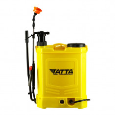 Pompa de stropit cu acumulator Tatta, 20 l, 12 V, 8Ah, actionare manuala, Galben