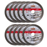 Set 10 discuri diamantate turbo subtire, placi ceramice, taiere umeda si uscata, 115 mm/22.23 mm, Richmann Exclusive GartenVIP DiyLine
