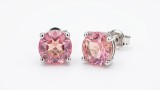 Cumpara ieftin Cercei din argint 925 de tip surub cu cristale rotunde roz solitaire