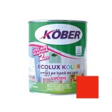 Vopsea pentru lemn / metal, Kober Ecolux Kolor, interior / exterior, pe baza de apa, lucios, rosu, 0.6 L