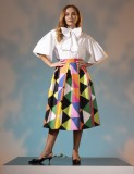 Fusta midi See the Rainbow cu buzunare laterale, 34, 36, 38, 40, 42, 44, 46, 48, Multicolor