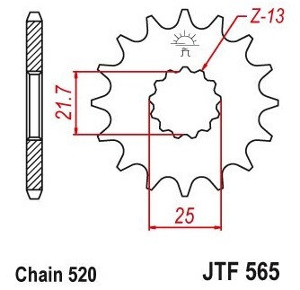 Pinion fata 16 dinti pas lant 520 - Kawasaki KX 250 - ER-6F - Vulcan 650 - Suzuki - Yamaha TZR 250 - WR - YFZ - YZ 426-450 foto