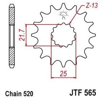 Pinion fata 16 dinti pas lant 520 - Kawasaki KX 250 - ER-6F - Vulcan 650 - Suzuki - Yamaha TZR 250 - WR - YFZ - YZ 426-450