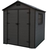Magazie de gradina pentru unelte din PVC, usa dubla, ventilatie, 182x181x219 cm, negru