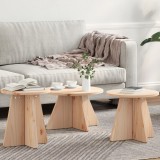 vidaXL Masă de cafea 3 pcs Natural 49 x 49 x 30 cm Lemn de brad solid
