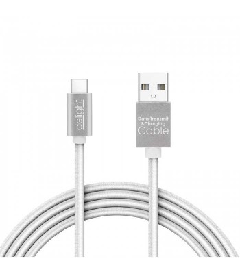 Cablu de date USB type C 1m argintiu cu iluminare LED rosu delight foto