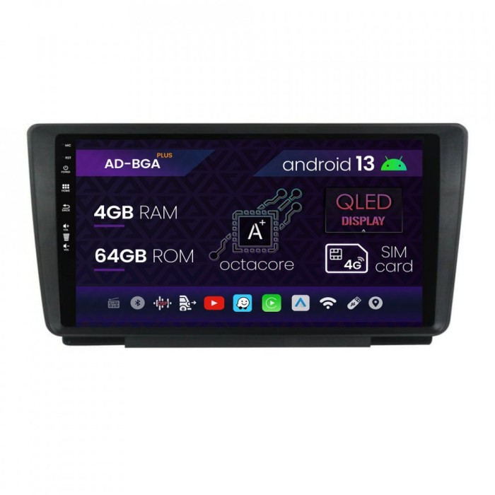 Navigatie Skoda Octavia 2, Android 13, A-Octacore 4GB RAM + 64GB ROM, 9 Inch - AD-BGA9004+AD-BGRKIT038