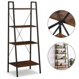 Raft multifunctional modern maro inchis, suport 4 niveluri, ghivece si carti, JollyMag, SZ51BR, 60x35x147 cm