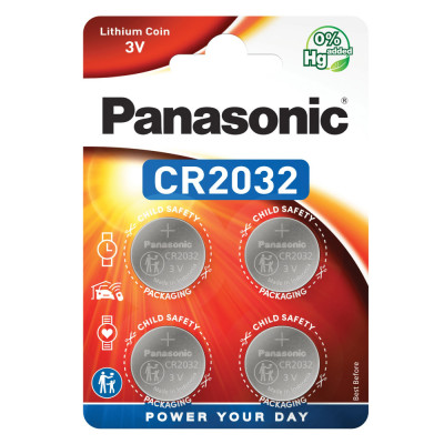 Set baterii CR2032 Panasonic 3V LITHIUM 20x3.2mm 4buc blister CR-2032EL/4B foto