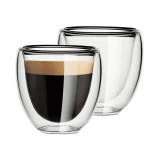 Cumpara ieftin Set cesti cafea termice cu pereti dubli Koken strat protector, din sticla borosilicata, 100 ml, Transparent - 2 x Cani