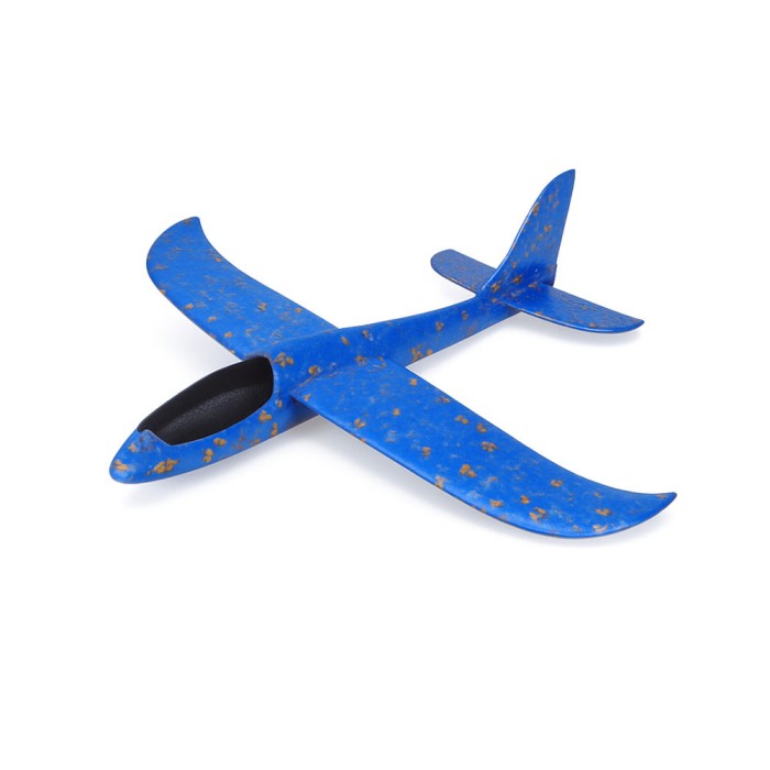 Avion planor polistiren 47 cm, albastru &acirc; jucarie outdoor pentru copii