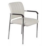 Cumpara ieftin Scaun oaspeti stivuibil Cazen picior pu-crom alb 55x49x84cm