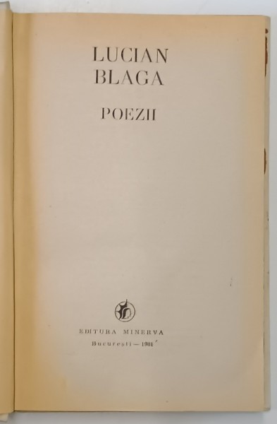 LUCIAN BLAGA - POEZII , 1981