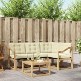 vidaXL Set Canapele Exterior 5 Piese Lemn Acacia Textilene Alb Crem Canapea Gradina Terasa