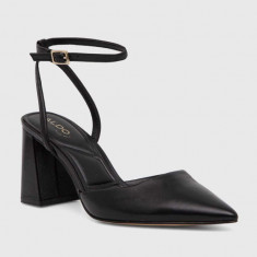 Aldo pantofi de piele Enerelia culoarea negru, cu toc drept, cu toc deschis, 13740427.Enerelia