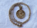 Argint aurit GEORG HENSEN unic MEDALION SFANTUL CRISTOPHER superb pe Lant argint