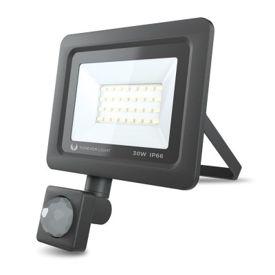 Proiector Forever Light Proxim, 32 LED-uri, 30 W, 4500 K, 2400 lm, IP66, 150 mA, senzor de miscare, aluminiu, sticla, Negru foto