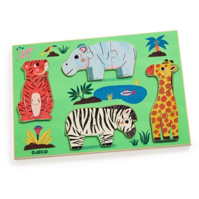 Puzzle lemn Coucou Tigre Djeco 12 piese foto