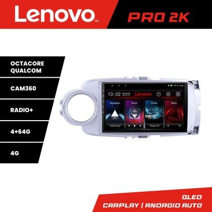Navigatie Toyota Yaris 2010-2018 Lenovo Kit-YARIS10 8 core QLED 2K 4+64 360 Android Waze USB Navigatie Internet Youtube Radio Lenovo CarStore Technolo