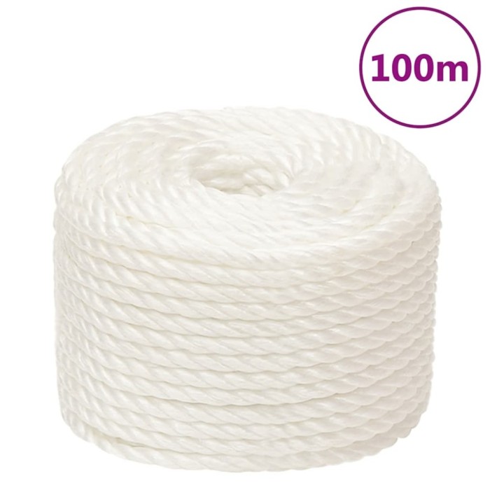 Franghie de lucru, alb, 16 mm, 100 m, polipropilena