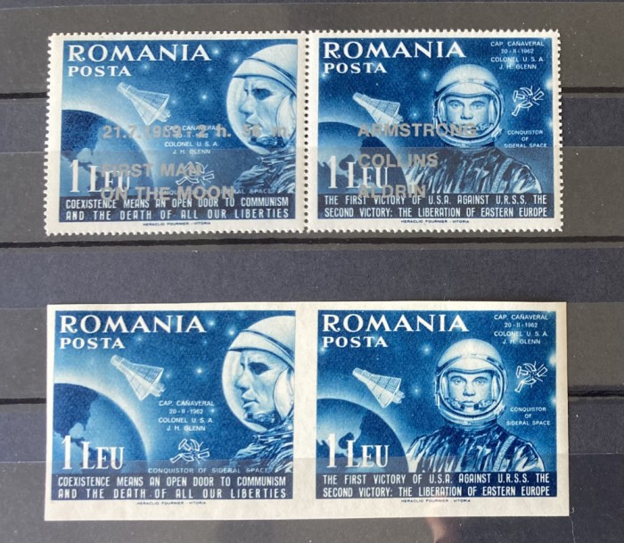 Romania, exil, emisiunile XXVII si LII, Astronautul H Glenn (cu si fara supratipar)