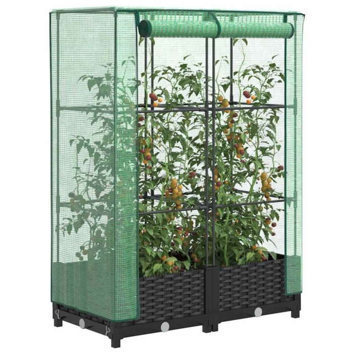 vidaXL Strat &icirc;nălțat cu husă de seră, aspect ratan, 80x40x123 cm