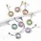 Piercing pentru buric, din oțel - cerc convex cu cristale transparente, piatră epoxidică colorată - Culoare Piercing: Auriu - transparent