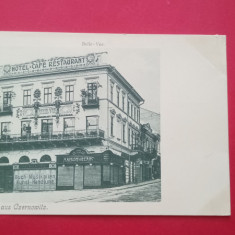 Litho Cernauti Czernowitz Hotel Café Restaurant Bukowina Bucovina Litografie