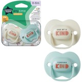 Suzeta Tommee Tippee Anytime, design ortodontic simetric, fara BPA, include cutie de sterilizare, 0-6 luni, 2 buc, alb -albastru