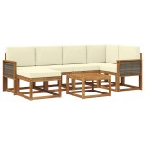 vidaXL Set de canapele de exterior cu pernă 7 pcs Natural și Crem 3385366