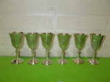 Superb set de sase CUPE ARGINTATE gravate manual , marcate, Tacamuri