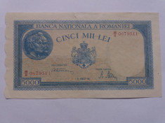 Romania 5000 lei 1945-21 August aUNC foto