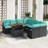 vidaXL Set de canapele pentru grădină 9 pcs Negru Rattan poli 3358055
