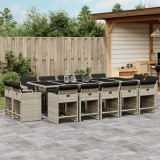 Cumpara ieftin Gossi set mobilier de gradina cu perne 15 piese gri deschis poliratan