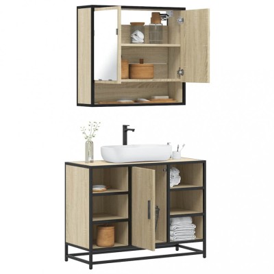 Gossi set mobilier de baie, 2 piese, stejar sonoma, lemn prelucrat foto