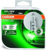 Set 2 Becuri Auto OSRAM H1, 12V, 55W, Halogen, Ultra Life
