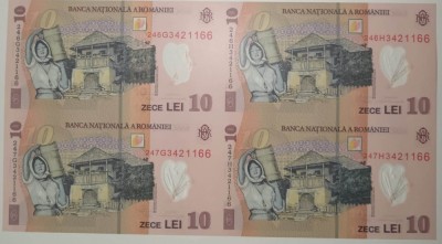 ROMANIA 10 LEI 2024 - In coala netaiata de 4 bancnote cu Certificat de Autenticitate UNC foto