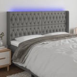 Gossi tablie de pat cu led, gri inchis, 203x16x118/128 cm, textil