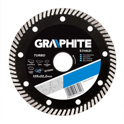 Disc diamantat pentru zidarie super subtire 125mm/22,2mm TURBO GRAPHITE 57H621 HardWork ToolsRange foto