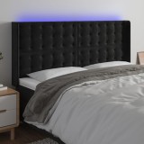 VidaXL Tăblie de pat cu LED, negru, 163x16x118/128 cm, catifea