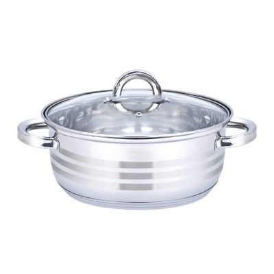 Oala Floria, 24 x 9 cm, 3 l, inox, capac sticla, Argintiu foto